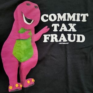 Chudly.com Commit Tax Fraud with Barney T-Shirt Small Black Brand New